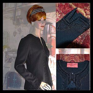 Emanuel Ungaro Parallele Paris Sz 8 Black Evening Blazer Jacket Beaded Embroider